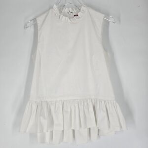 Staud White Cotton Ruffle Sleeveless Blouse Size 8